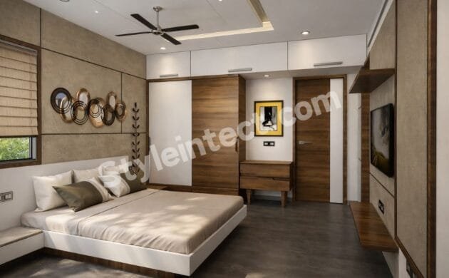 Modern Minimalist Bedroom Interior Design with Smart Storage and Elegant Wooden Finishes