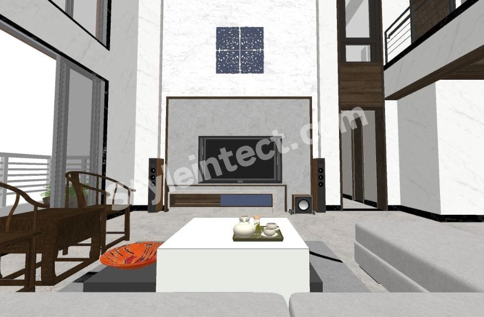 Modern Luxury Living Room Interior Design with Double-Height Space for Contemporary Homes
