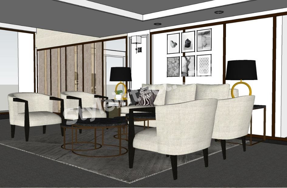Modern Luxury Living Room Interior Design with Contemporary Furniture and Elegant Architectural Details