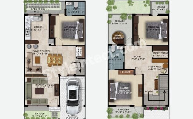 Modern 3 Bedroom Duplex House Design: Smart Floor Plan for Contemporary Family Living