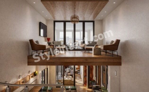 Modern Rustic Commercial Interior Design with Natural Wood, Luxury Finishes & Contemporary Space Planning
