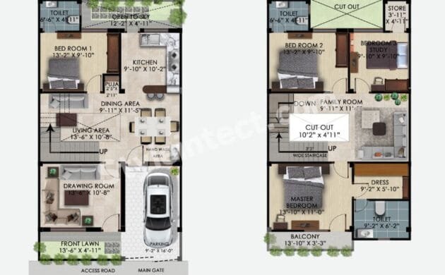 Modern 3 Bedroom House Plan: Stylish Two-Storey Home Design for Modern Families
