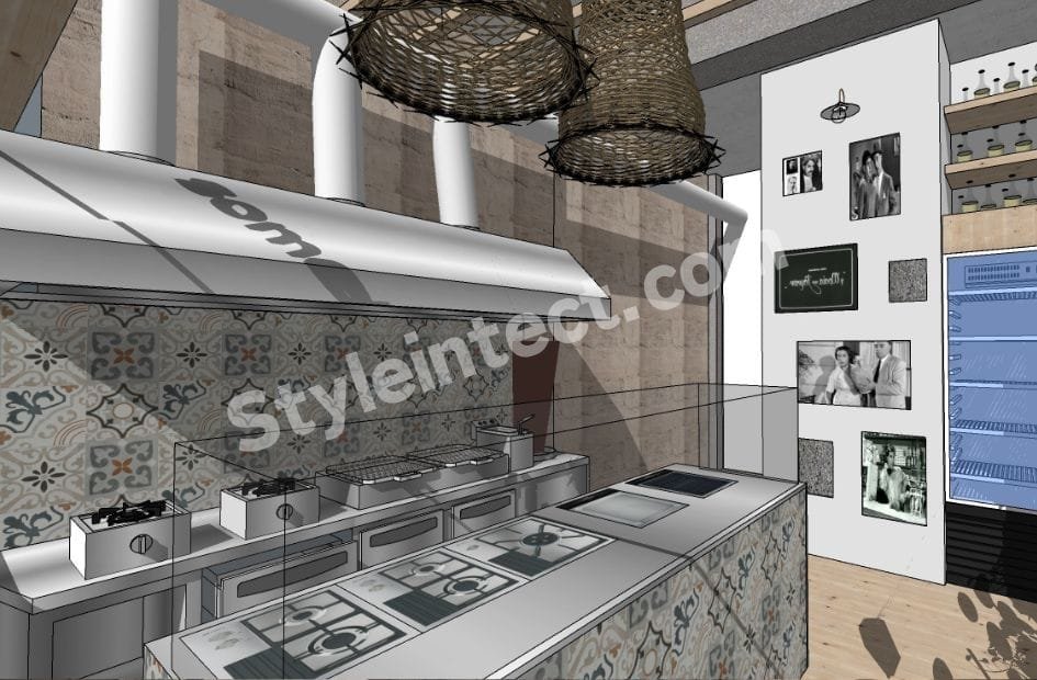 Modern Industrial Restaurant Interior Design with Mediterranean Style and Smart Space Planning