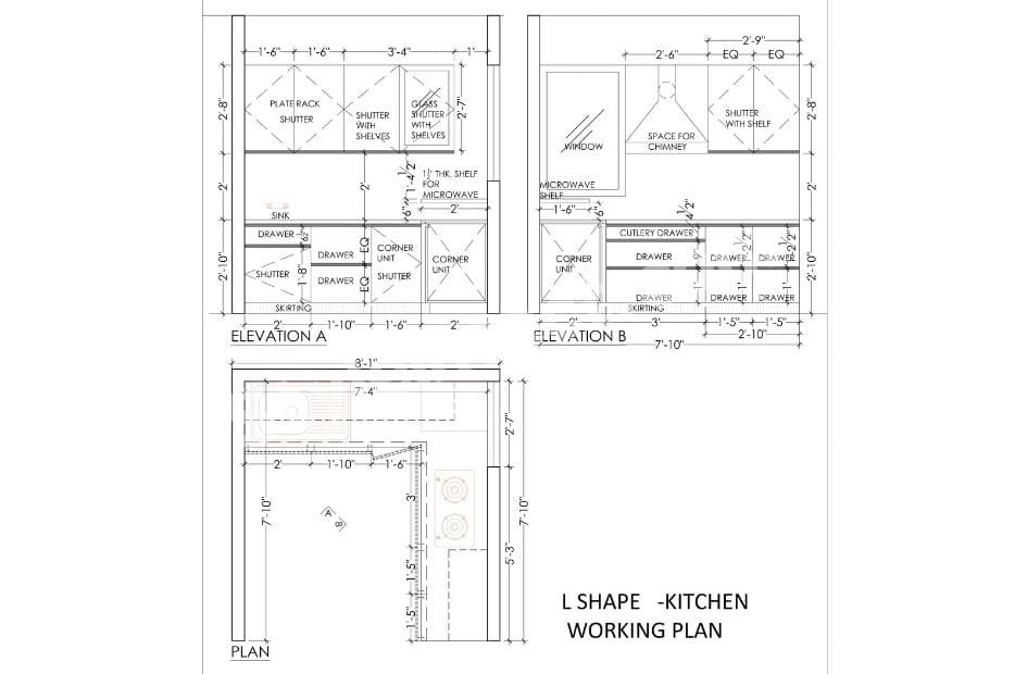 L-Shaped Kitchen Working Plan: Smart Modular Kitchen Design for Efficient Modern Homes