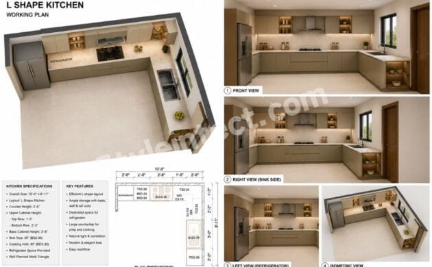 L-Shaped Kitchen Working Plan: A Smart Modular Kitchen Layout for Modern Homes