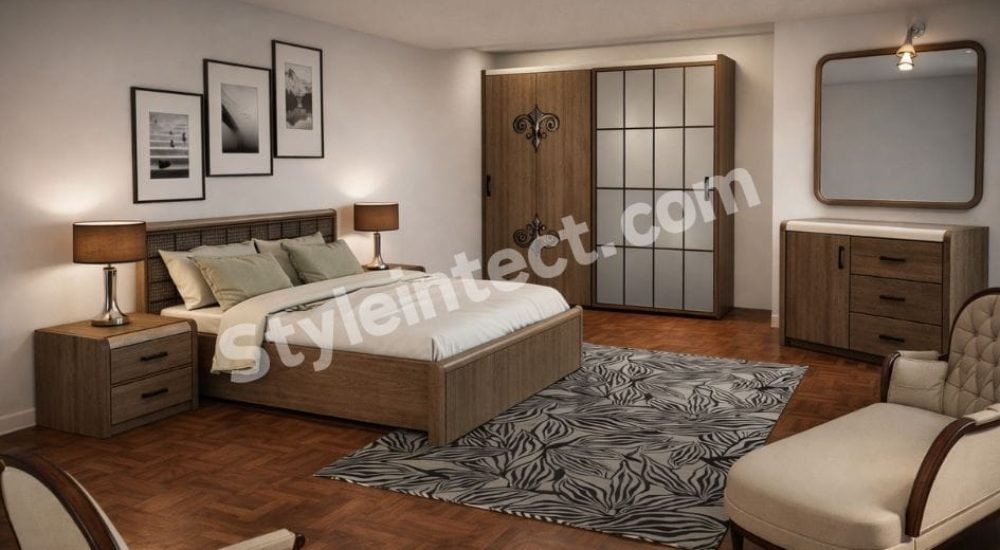 Modern Wooden Bedroom Interior Design with Smart Wardrobe and Elegant Storage Solutions